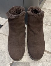 FitFlop Mukluk Shorty Women's Size 6 Brown Suede Shearling ankle zipper Boots