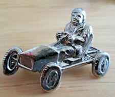 Go- Kart Racing Vintage 3D Pewter Pin Old Great Cond & Unusual in Subject (P9)