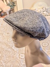 Harris Tweed Flat Cap L Hat Mens Wool St Michael M&S Gray Farmer country
