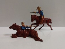 Rare 2x Vintage Metal Johillco Cowboy Toy Model Figures