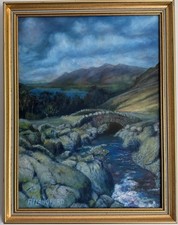 Vintage oil painting landscap Lake District landscape  signed framed