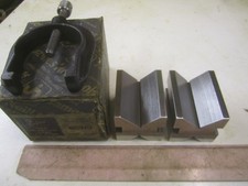 ECLIPSE NO 230 PAIR OF ENGINEERS VEE BLOCKS + CLAMP 40MM SQUARE X 50MM