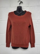 Sessun Burnt Orange & Gold Thread Jumper Button Detail. Size Medium. PWB