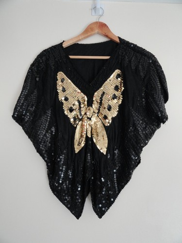 Vintage silk sequin butterfly - vintage,