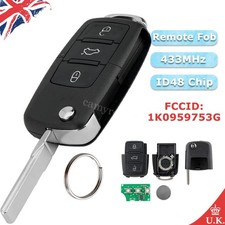 For 2006 - 2009 Seat Altea 3 Button 433MHz Remote Key Fob + ID48 Chip 1K0959753G