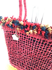 Dents pink woven double handle handbag