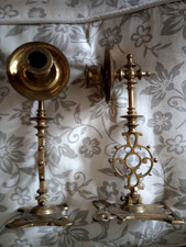 Antique Brass Victorian Hinged Candle Wall Sconces