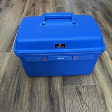 Vintage Delsey French Vanity Case Hard Shell Cover Balt Blue with Keys 1991
