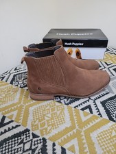 EUC Hush Puppies Edith Brown Leather Stretch Chelsea Boots Size 8 EU 42