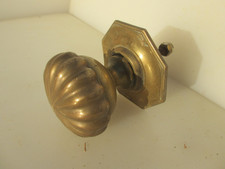 Victorian Brass Centre Door Knob Handle Pull Old Plate Antique Ribbed Vintage