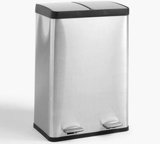 John Lewis 2 Section Indoor Recycling Kitchen Bin 60L - Silver [Dented/Scuffs)