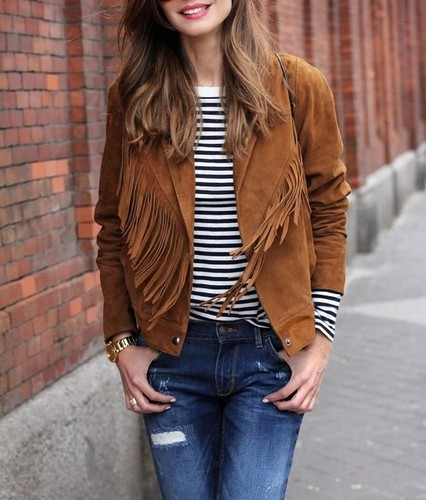 Women brown suede fringe - women's,