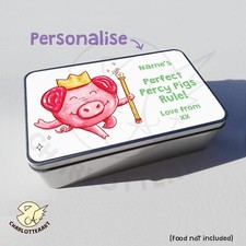 Personalised tin gift, percy pig gummy sweet snack novelty gift for birthdays