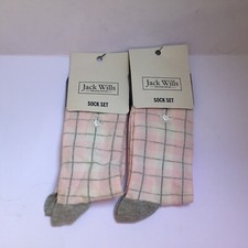 Jack Wills Women’s Pink/Grey Check Allister Boot Socks x2 Cotton One Size New