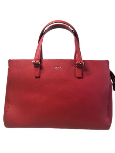 Agnes red leather satchel - red,