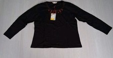 Alice Collins T-Shirt Womens Size 18 Black Cotton Long Sleeve Beaded Crew Neck