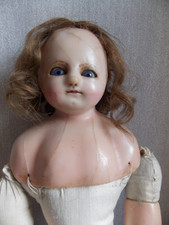 antique mad alice wax doll  23" 1800s wired open/close eyes Original clothes hat