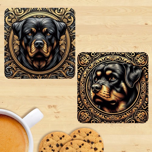 Rottweiler coasters dog - dog, print