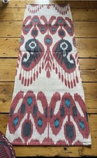 Large Ikat Silk White/Red/Black/Blue Cushion Cover