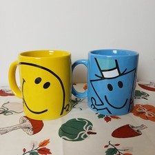 Mr Men Mugs Set of 2 Mr Happy & Mr Cool Roger Hargreaves 2018 Excellent Cond