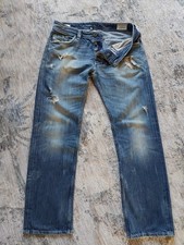 Diesel LARKEE W34 L32 MENS STRAIGHT BUTTON FLY MENS DENIM JEANS BLUE DISTRESSED