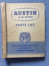 GENUINE ORIGINAL - AUSTIN A30 SEVEN HARDBOUND PARTS LIST MANUAL - 1956