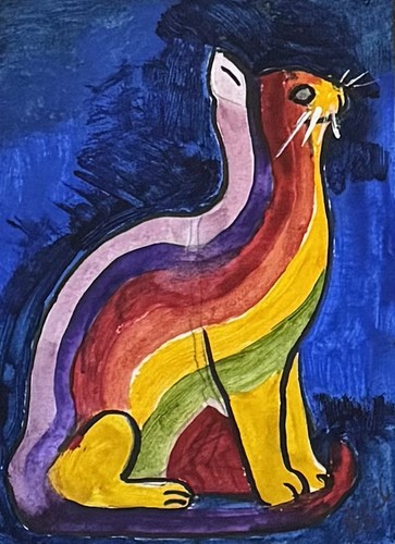 Aceo original watercolour cat - aceo,