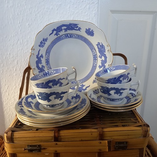 Vintage cauldon dragon blue - vintage,