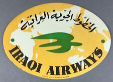 IRAQI AIRWAYS BAGGAGE LABEL VINTAGE ORIGINAL GUMMED LUGGAGE STICKER IRAQ GULF