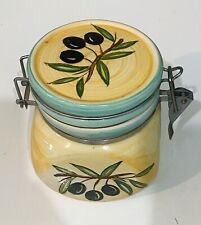 Pretty Vintage Hand-Painted  Jar with lid  Kitchen Shabby Chic, Olives