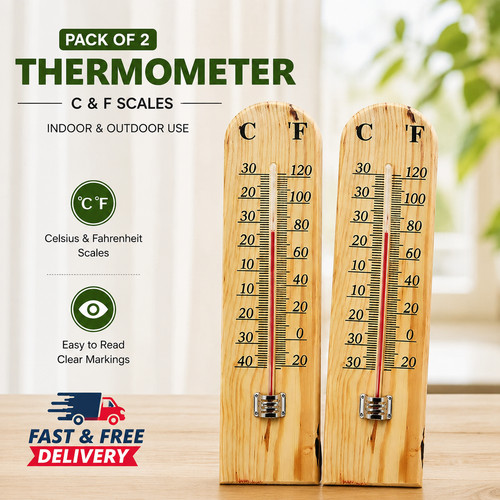 Wooden thermometer 26cm - wooden,