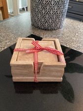Wooden Square Heart Coasters