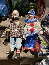 Heritage Mint 1989 16" Porcelain Clown Happiness and Love Collection x2 