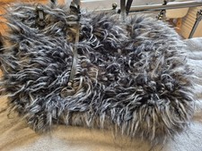 Taussled Grey Faux Fur  Bucket