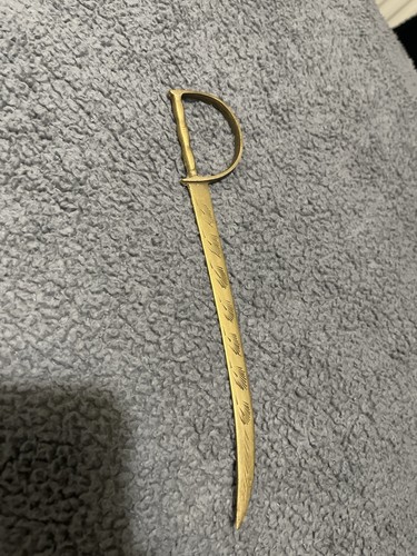 Vintage brass sword letter - brass,