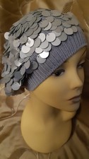 Ladies Knitted Hat with Silver