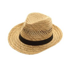 New Unisex Ladies Gents Summer Sun Beach 100% Straw Trilby Hat With Black Band