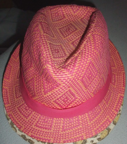 Pink check trilby hat - check, by