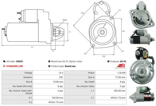 Fits autostarter s5033 starter - fits,