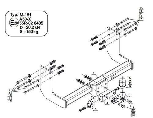 Flange neck tow bar for - bar,