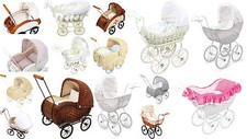 Sale!!  WICKER DOLLS PRAMS traditional wicker pram basket wickerwork retro style