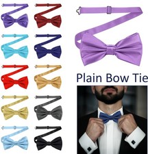 PLAIN BOW TIE MENS FANCY DRESS BOYS WEDDING DICKIE PRETIED ADJUSTABLE BOW TIES