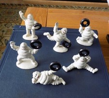 Set of 6 Cast Iron MICHELIN MEN Bibendum With Tyres Ornaments