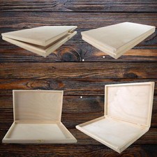 Blank Decorative Depthless Wooden Boxes Flat Shallow Keepsake Storage Gift Case