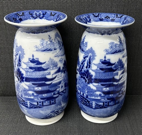 Pair antique blue white - pair,