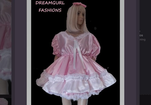 Pink satin sissy dress frills - satin,