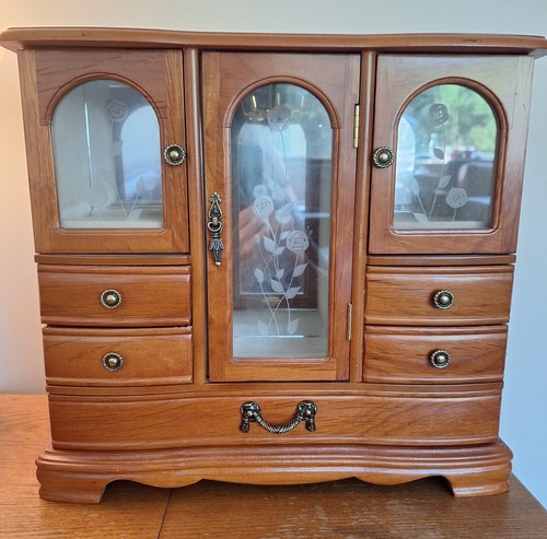Vintage wooden jewelry armoire - jewelry,