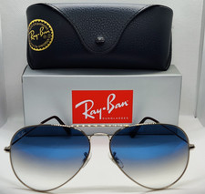 Ray-Ban Aviator Sunglasses Silver Frames With Blue Gradient Lenses 62mm, RB3025