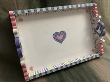 Large Wooden Hand Painted Easter Tray - Rabbits Bunnies Easter Table Decoration 