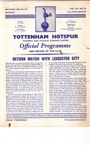 1960 1961 tottenham - ,